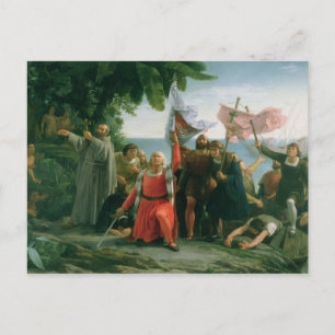 Cartão Postal Primeiro Aterrissagem de Cristóvão Colombo em