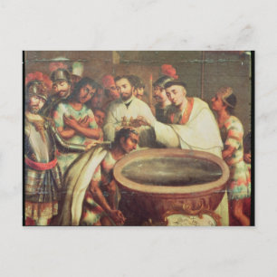 Cartão Postal Primeiro batismo dos índios pelos dominicanos