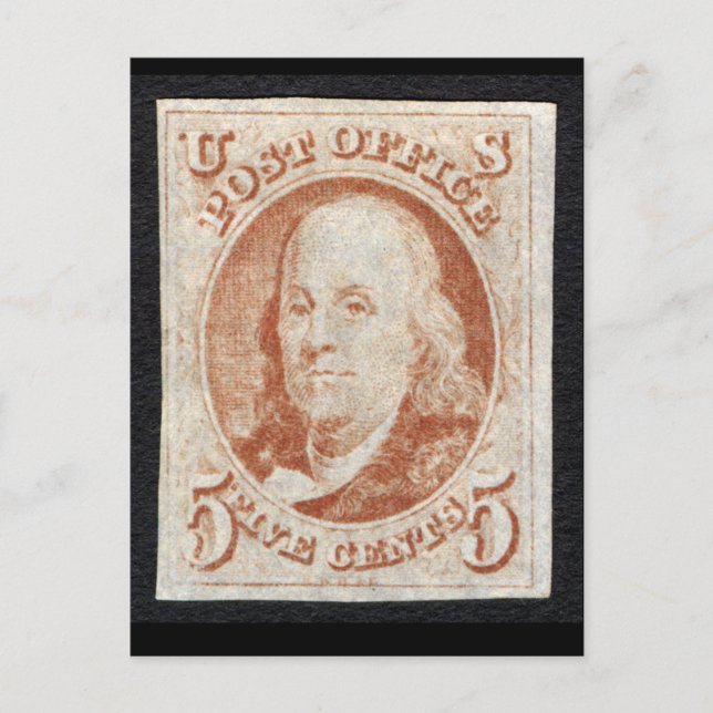 Cartão Postal Primeiro Cartaz da América - Benjamin Franklin (Frente)