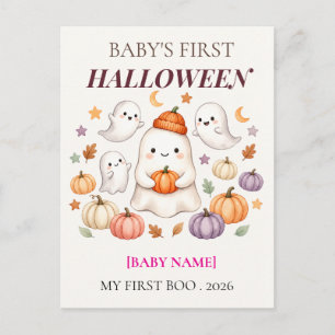 Cartão Postal Primeiro Halloween do Bebê 2026 Personalizado Fofo