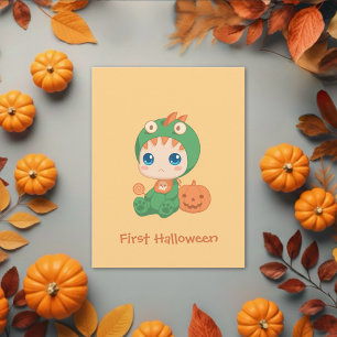 Cartão Postal Primeiro Halloween, Dragão-Bebê-Dragão Dinossau