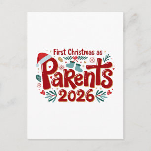 Cartão Postal Primeiro Natal como Pais Festa de Família Natal