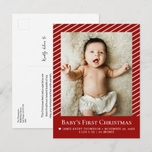 Cartão Postal Primeiro Natal do Bebê Foto Personalizada de Nasci