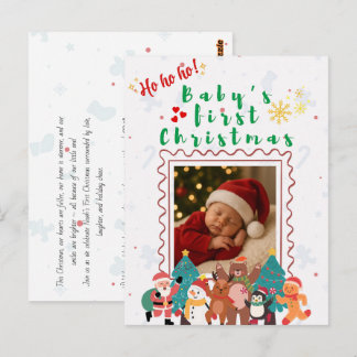 Cartão Postal Primeiro Natal do Bebê Personalizado 