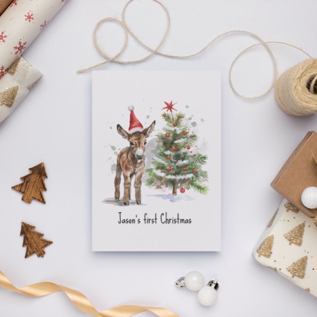 Cartão Postal Primeiro Natal do Doce Donkey, personalizado (Criador carregado)