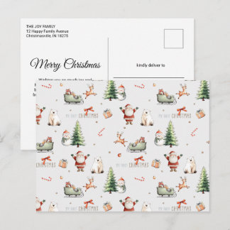 Cartão Postal Primeiro Natal - Feliz Natal decoração nórdica de