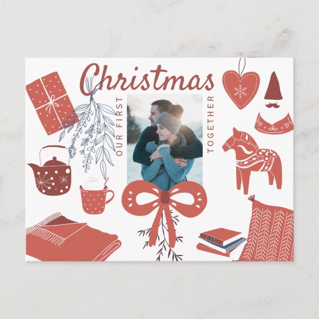 Cartão Postal Primeiro Natal juntos nova saudação de fotos de ca (Frente)