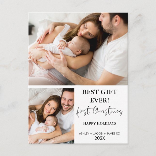 Cartão Postal Primeiro Natal Minimalista Moderno (Frente)