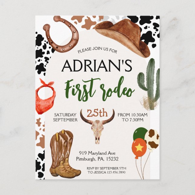Cartão Postal Primeiro Rodeio Cowboy Ocidental Primeiro Aniversá (Frente)