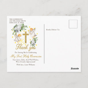 Cartão Postal Primeiros Anjos Comunitários Glitter Obrigado