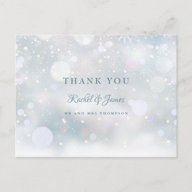 Cartão Postal Primeiros Flocos de Neve Casamento de Inverno Foto (Frente)