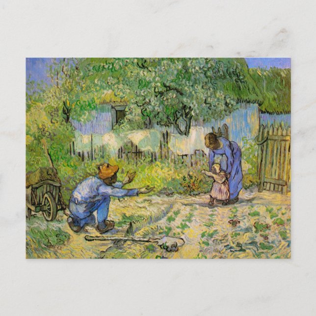 Cartão Postal Primeiros passos (após Millet) de Vincent van Gogh (Frente)