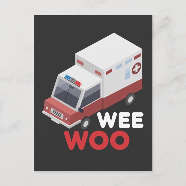 Cartão Postal Primeiros socorros Ambulância Car Paramédico Ems (Frente)