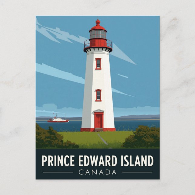 Cartão Postal Prince Edward Island Lighthouse Travel (Frente)