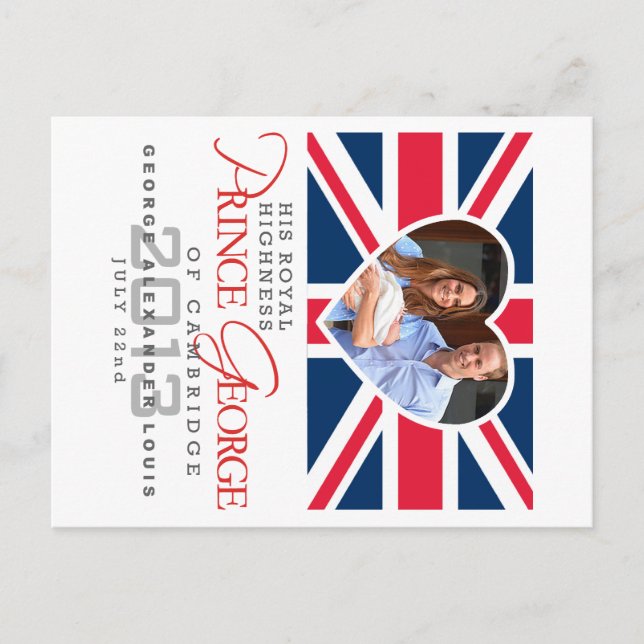 Cartão Postal Prince George - William & Kate (Frente)