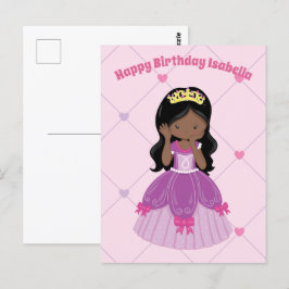 Cartão Postal Princesa Afro-Americana Menina Aniversário Persona