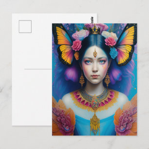 Cartão Postal Princesa borboleta com pequena coroa