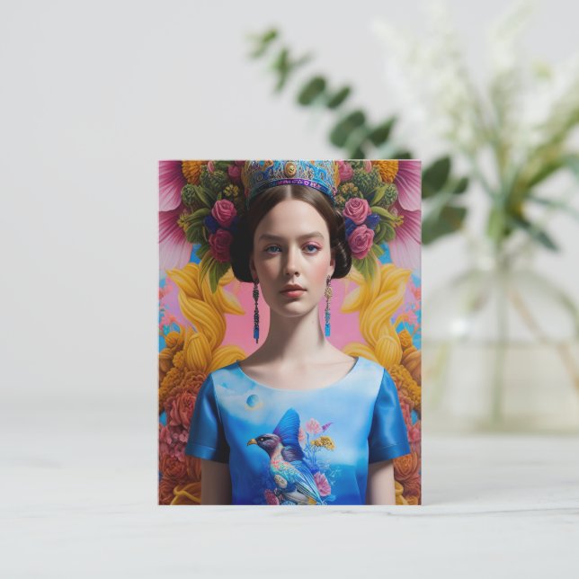 Cartão Postal Princesa casual da Coroa Azul (Em pé/Frente)