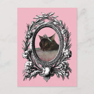 Cartão Postal Princesa Cat Vintage Quadro Cor-de-rosa