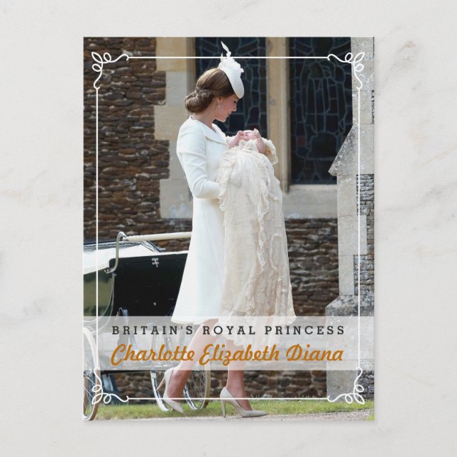 Cartão Postal Princesa Charlotte Elizabeth Diana - Christening (Frente)