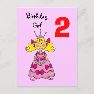 Cartão Postal Princesa de 2 anos (cabelos loiros)