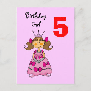 Cartão Postal Princesa de 5 anos (cabelo castanho)
