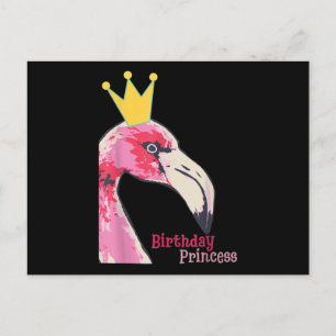Cartão Postal Princesa de Aniversário Menina Flamingo Flamingo