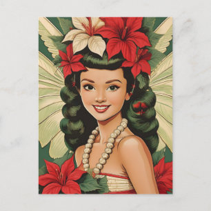 Cartão Postal Princesa de Natal Tropical de Retro