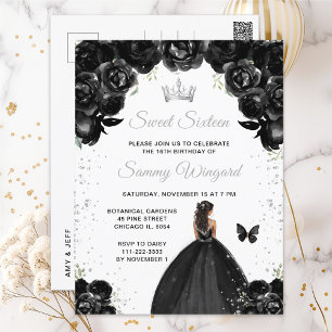 Cartão Postal Princesa de Pele Morena Preta Sweet Sixteen