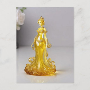 Cartão Postal Princesa de vidro cristal com vestido amarelo