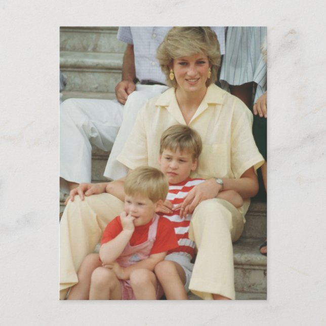 Cartão Postal Princesa Diana com William & Harry 1987 (Frente)