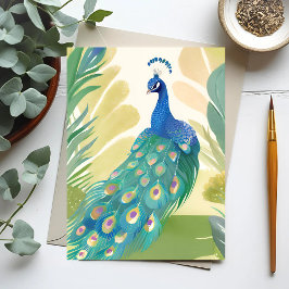 Cartão Postal Princesa do Pavão | Natureza Animal Aquarela