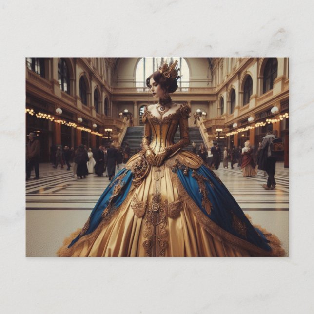 Cartão Postal Princesa Dourada Steampunk Vitoriana (Frente)