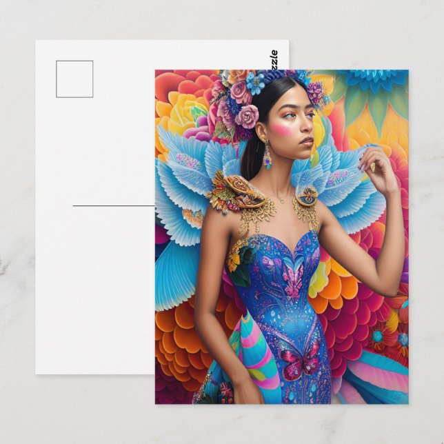 Cartão Postal Princesa elegante com asas  (Frente/Verso)
