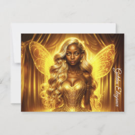 Cartão Postal Princesa fada etérea com aura ouro brilhante