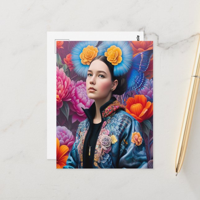 Cartão Postal Princesa fascinante em uma jaqueta (Frente/Verso In Situ)