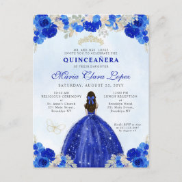Cartão Postal Princesa Floral Dourada Real Moderna Quinceañera