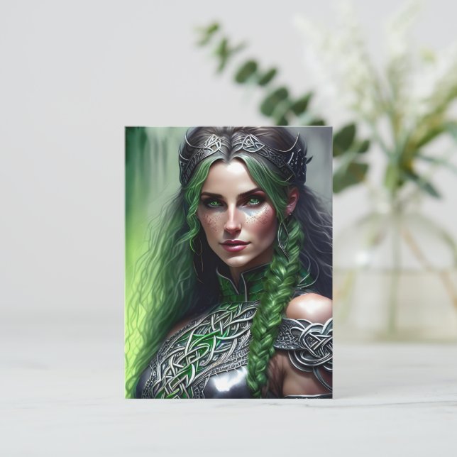 Cartão Postal princesa guerreira celta (Em pé/Frente)