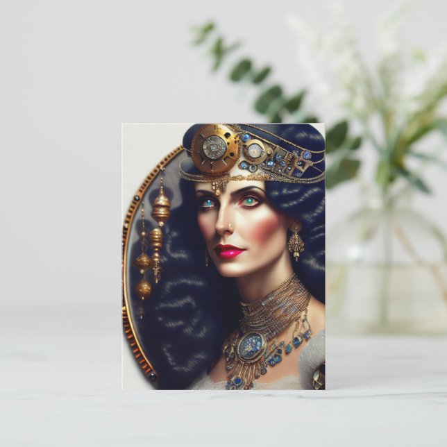 Cartão Postal Princesa guerreira Steampunk (Em pé/Frente)