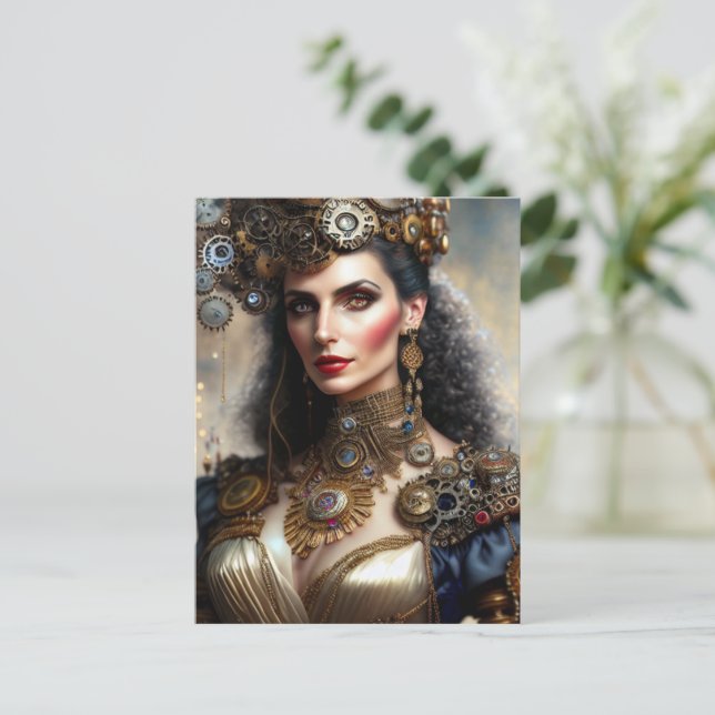Cartão Postal Princesa guerreira Steampunk (Em pé/Frente)