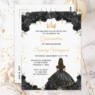 Cartão Postal Princesa Negra Quinceañera Floral