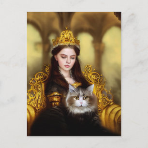 Cartão Postal Princesa Tudor com seu gato