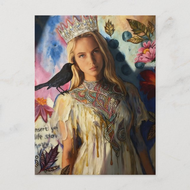 Cartão Postal Princess With a Black Bird (Frente)