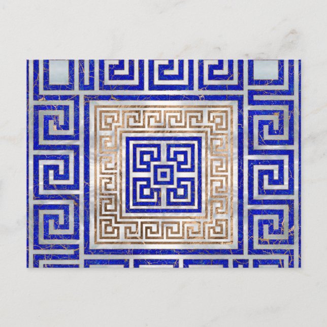 Cartão Postal Principal Ornamento Grego - Lapis Lazuli e Dourado (Frente)