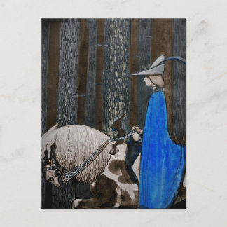 Cartão Postal Príncipe e Tomte (gnomo) na floresta