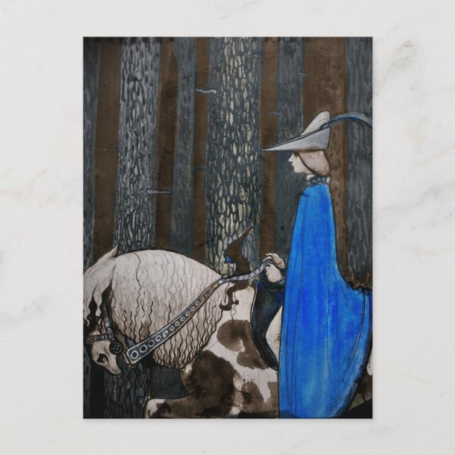 Cartão Postal Príncipe e Tomte (gnomo) na floresta (Frente)