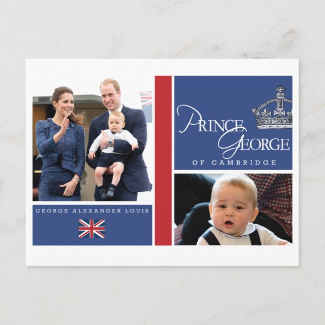 Cartão Postal Príncipe George - William & Kate (Frente)