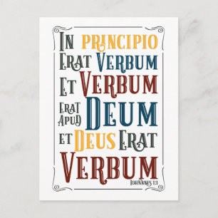 Cartão Postal Principio Erat Verbum Bíblia Latim Verse
