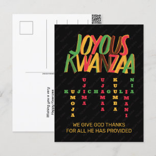 Cartão Postal Princípios Alegres do KWANZAA em Cruzadas