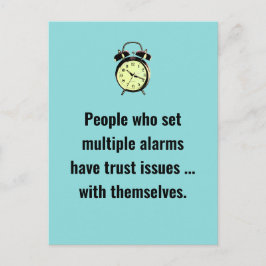 Cartão Postal Problemas de Confiança do Relógio de Alarmes Piada